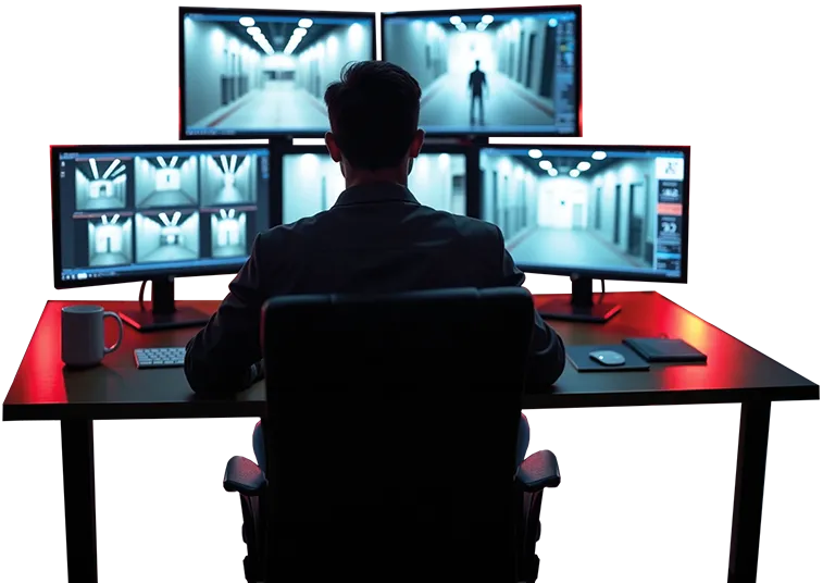 Personne sur écran en supervision vidéoprotection sécurité des biens et des personnes